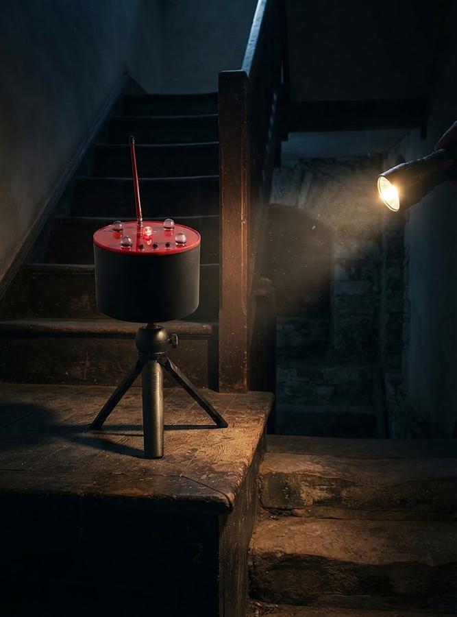 REM-POD Rev 3 lit on a dark stairwell landing
